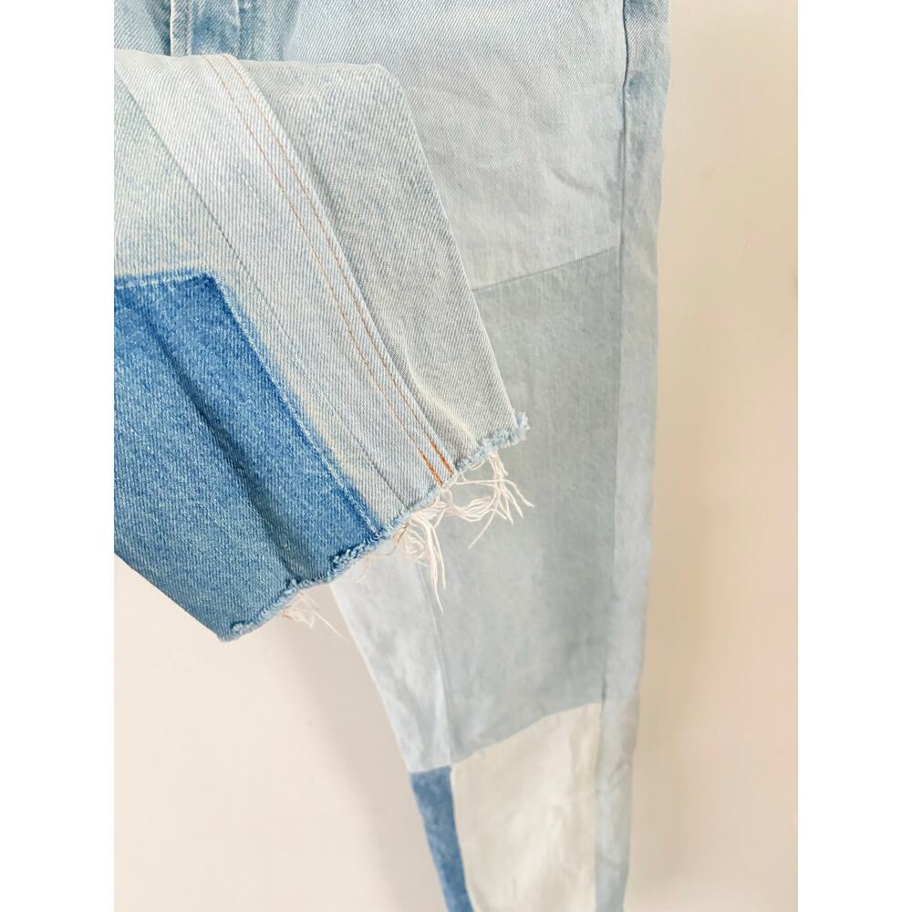 Everlane The 90s Cheeky Mended Jeans Size 26 Patchwork Indigo Crop Raw Hem - Picture 7 of 11
